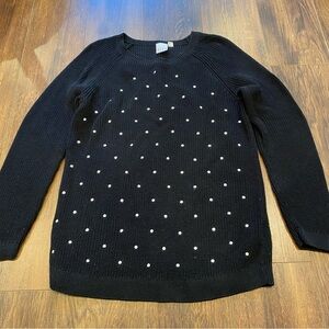 Cotton knit sweater with polka dots